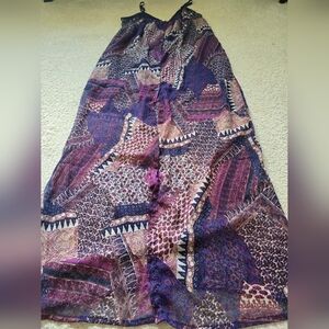 Band of Gypsies Purple and Cream Patchwork Maxi Dress